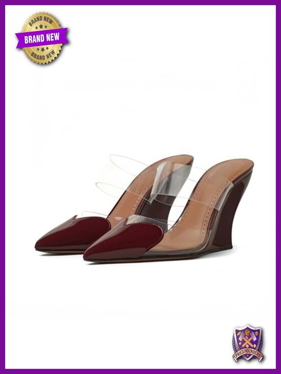 Shoes - Clear Wedge Sandals Pointed Toe High Heels Slip On Mule Heels for Party Prom
